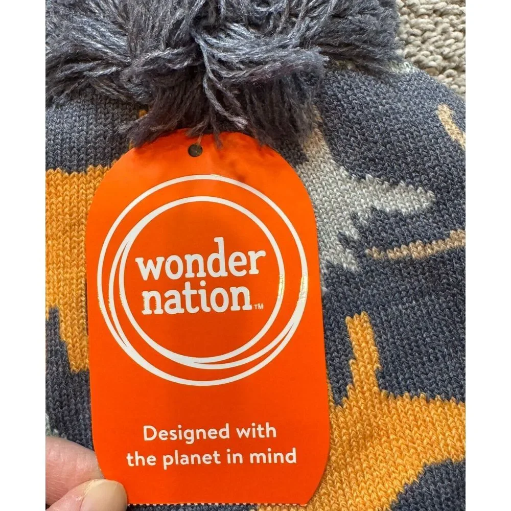 Wonder Nation Baby Toddler Beanie Hat & Glove Set‎ One Size Dinosaur NWT Fleece